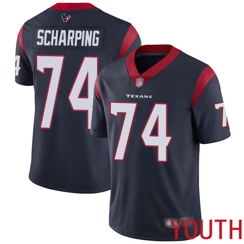 Houston Texans Limited Navy Blue Youth Max Scharping Home Jersey NFL Football 74 Vapor Untouchable